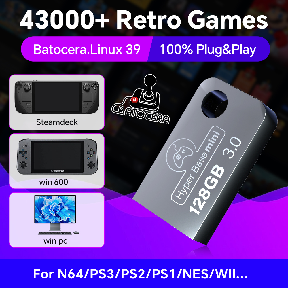 Retro Gaming App - Batocera 128G USB Flash Drive For
