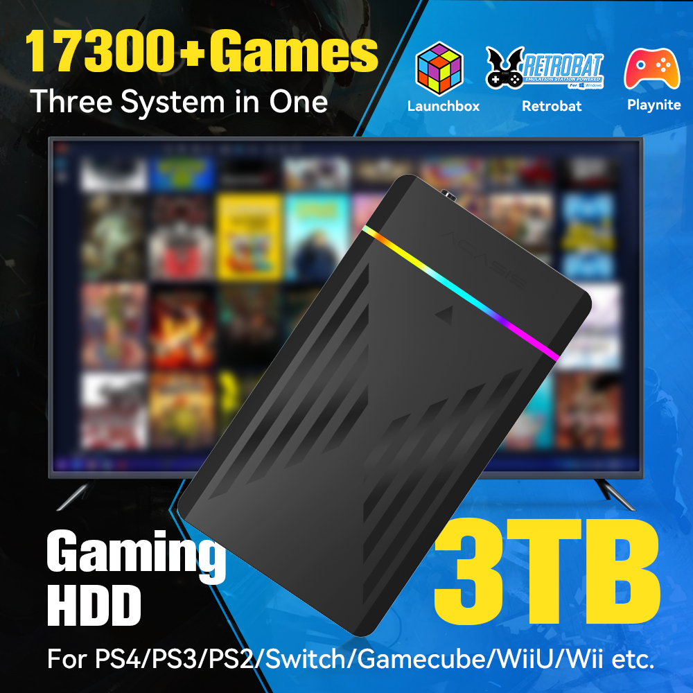 Retro Gaming Device Handheld - 3TB Portable Gaming HDD LaunchBox/Retrobat/Playnite Retro