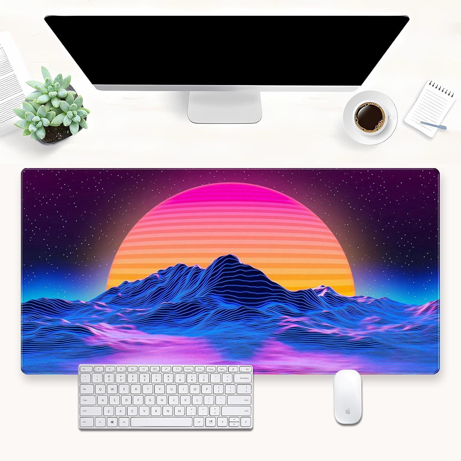 Retro Synthwave Mountain Sun D - огляд і ціна Retro Gaming Desk