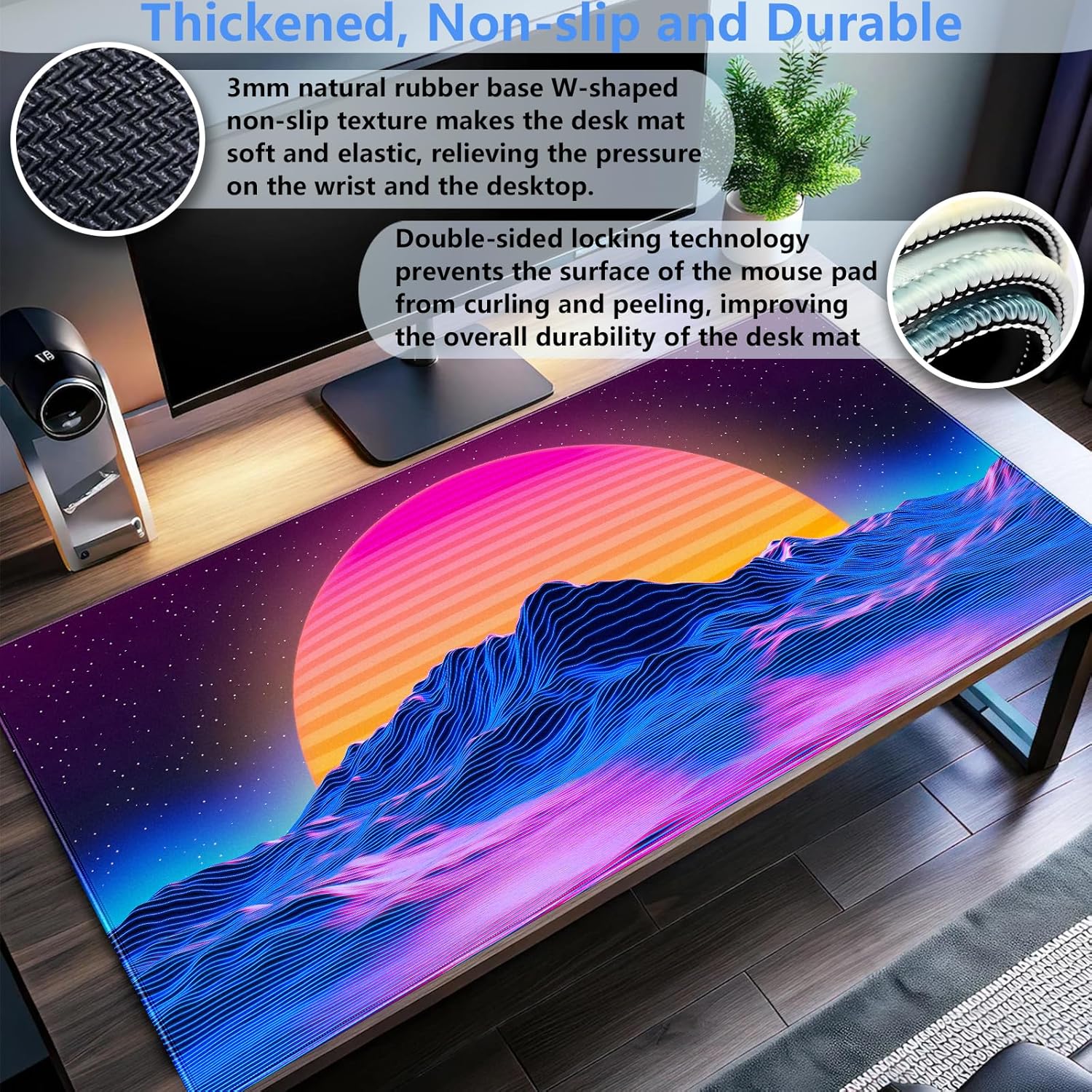 Retro Synthwave Mountain Sun D - огляд і ціна Retro Gaming Desk